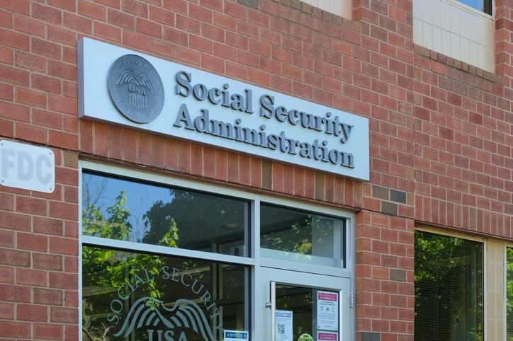 Closeup of a Social Security Administration office.